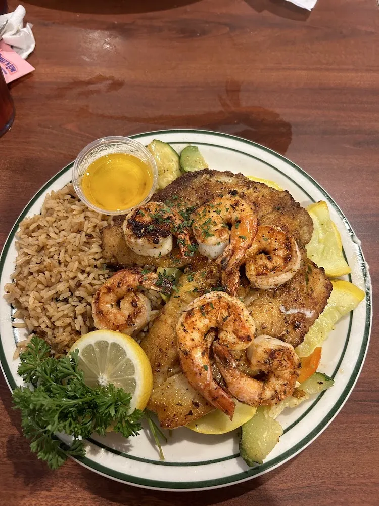 Blackened Flounder with Grilled Shrimp